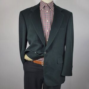 Geoffrey Beene Men's Flannel‎ Sport Coat Blazer Two Button Emerald Green Sz 44R